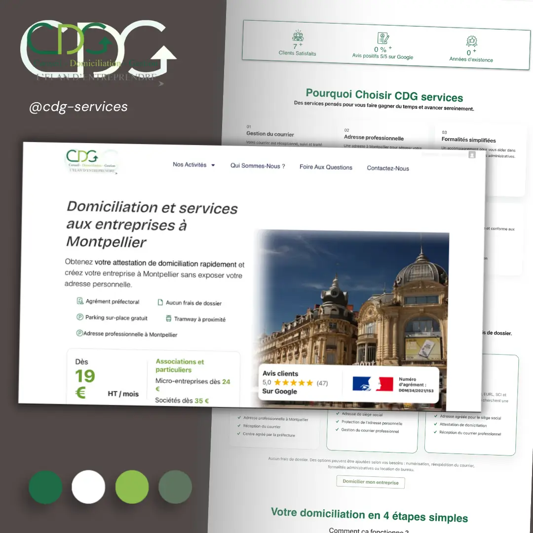 Image du site web cdg services ou je suis intervenu pour une refonte et une optimisation SEO