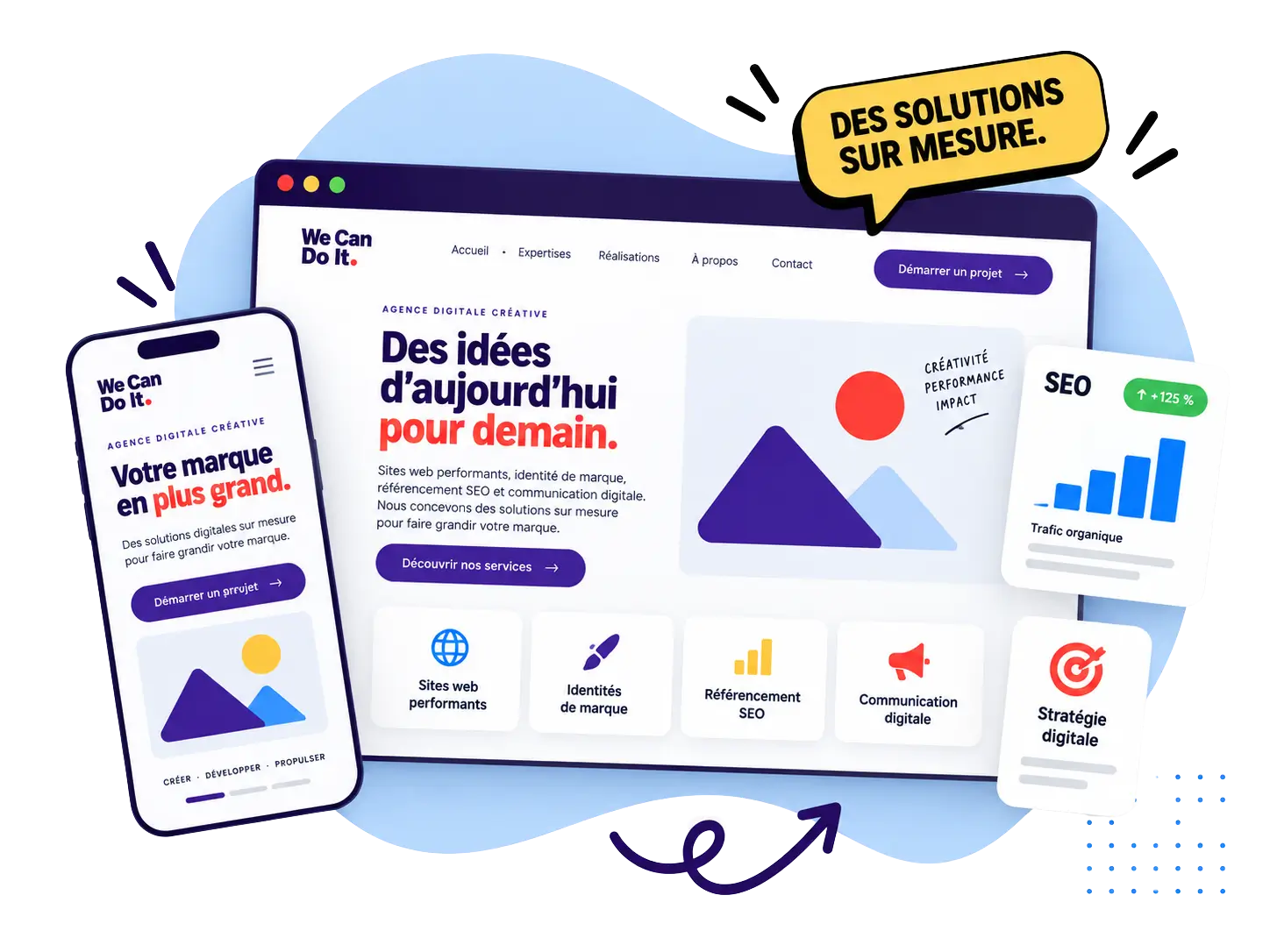 Création de sites web, e-commerce, référencement SEO et communication digitale par l'agence We Can Do It